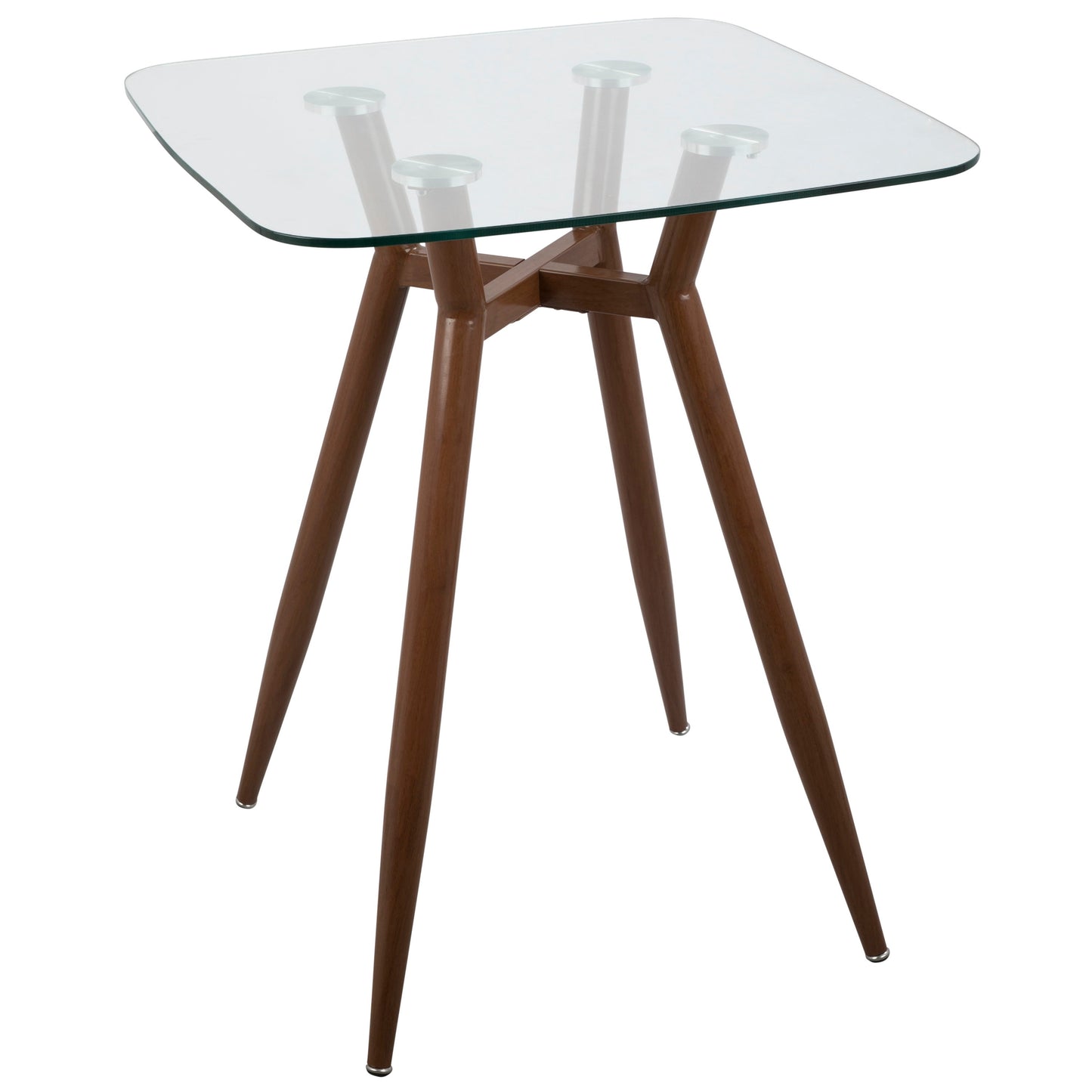 Clara - Mid-Century Modern Square Counter Table - Walnut / Clear