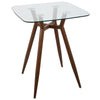 Clara - Mid-Century Modern Square Counter Table - Walnut / Clear