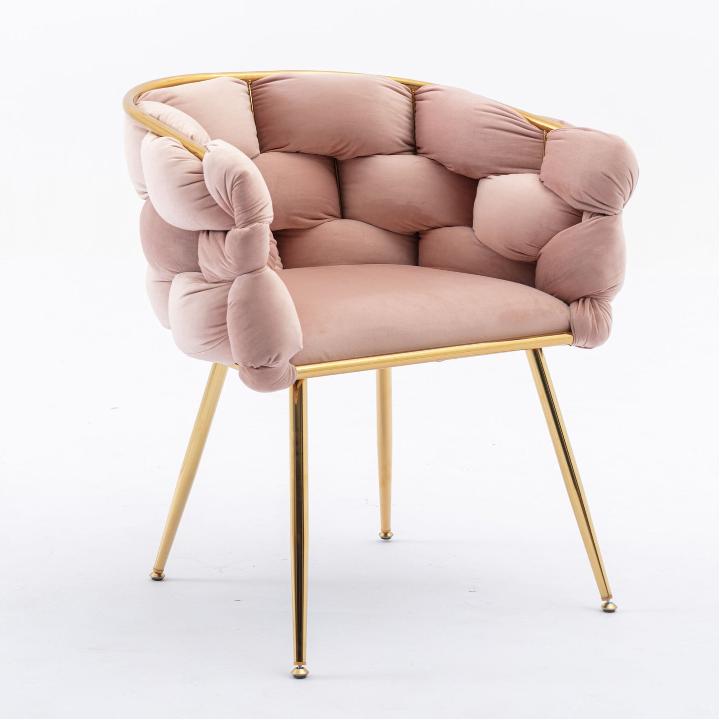 Luxury Modern Simple Leisure Velvet Single Sofa Chair Bedroom Lazy Person Household Dresser Stool Manicure Table Back Chair - Pink