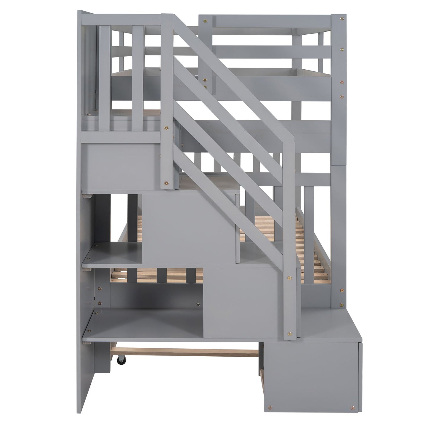 Twin Over Twin / Full Bunk Bed With Twin Size Trundle - Gray