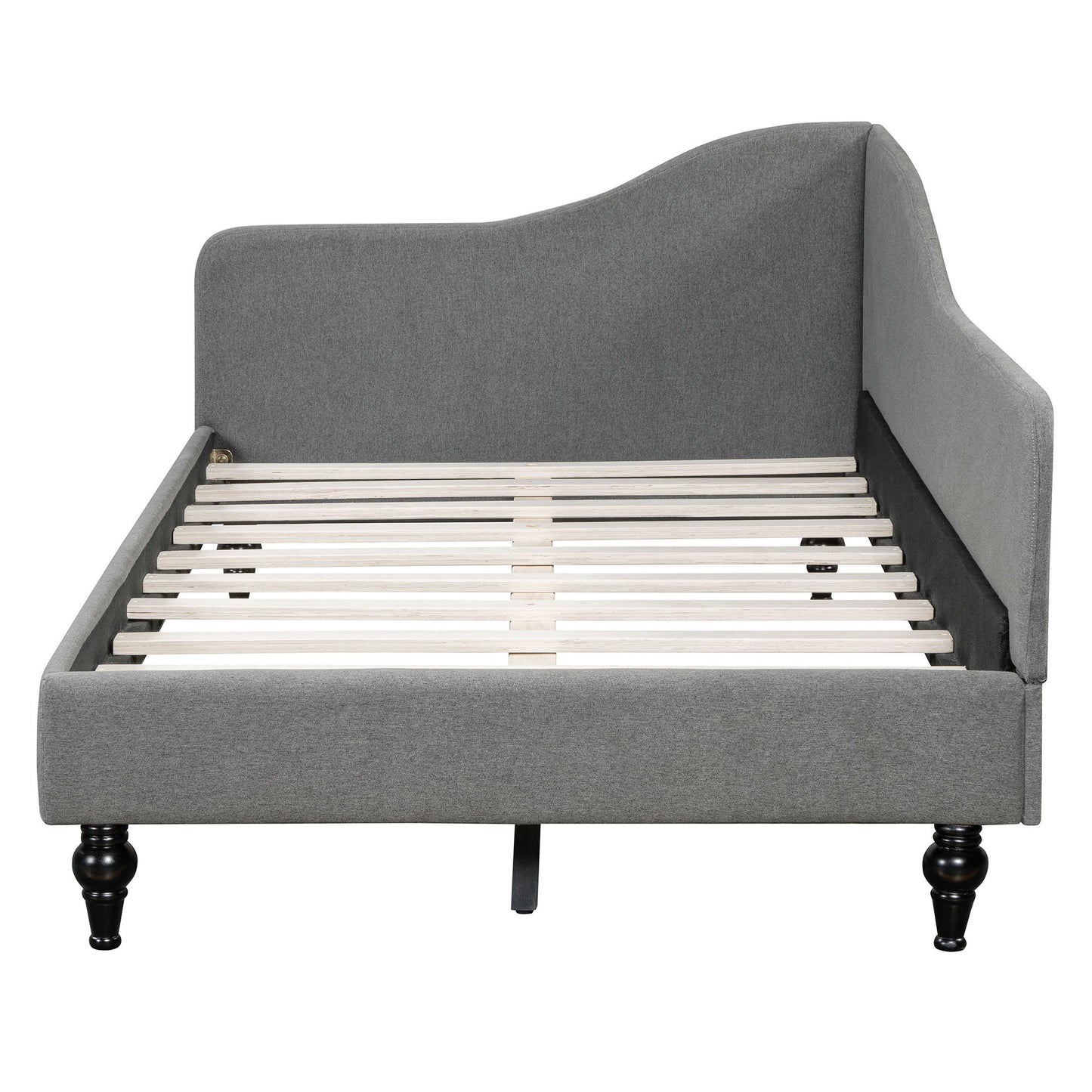 Twin Size L Shaped Linen Daybed With Legs - Gray