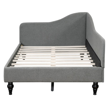 Twin Size L Shaped Linen Daybed With Legs - Gray