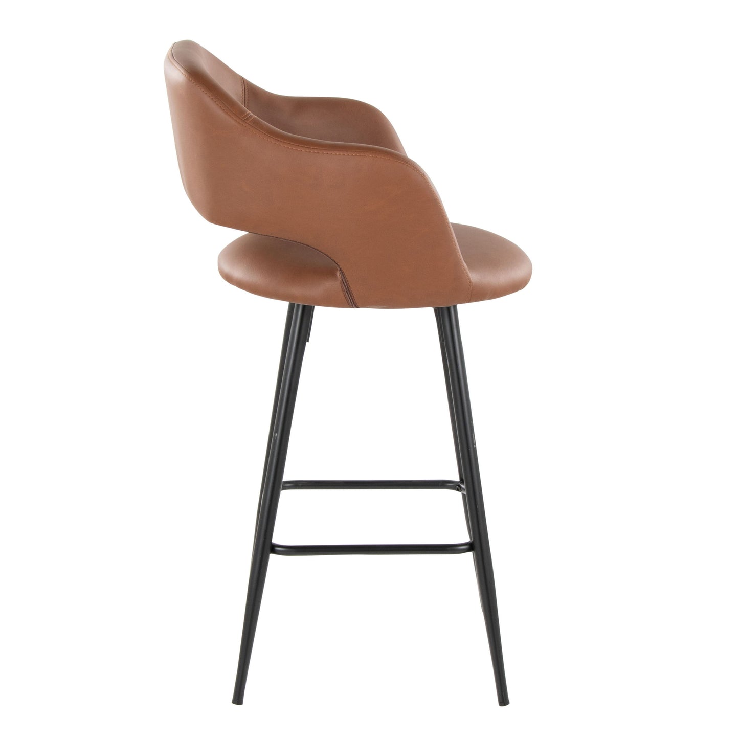 Margarite - Contemporary Fixed Height Counter Stool With Square Footrest (Set of 2) - Black / Brown