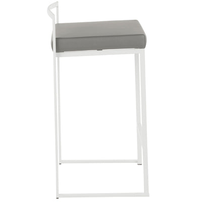 Fuji - Contemporary Stackable Counter Stool (Set of 3) - White / Gray