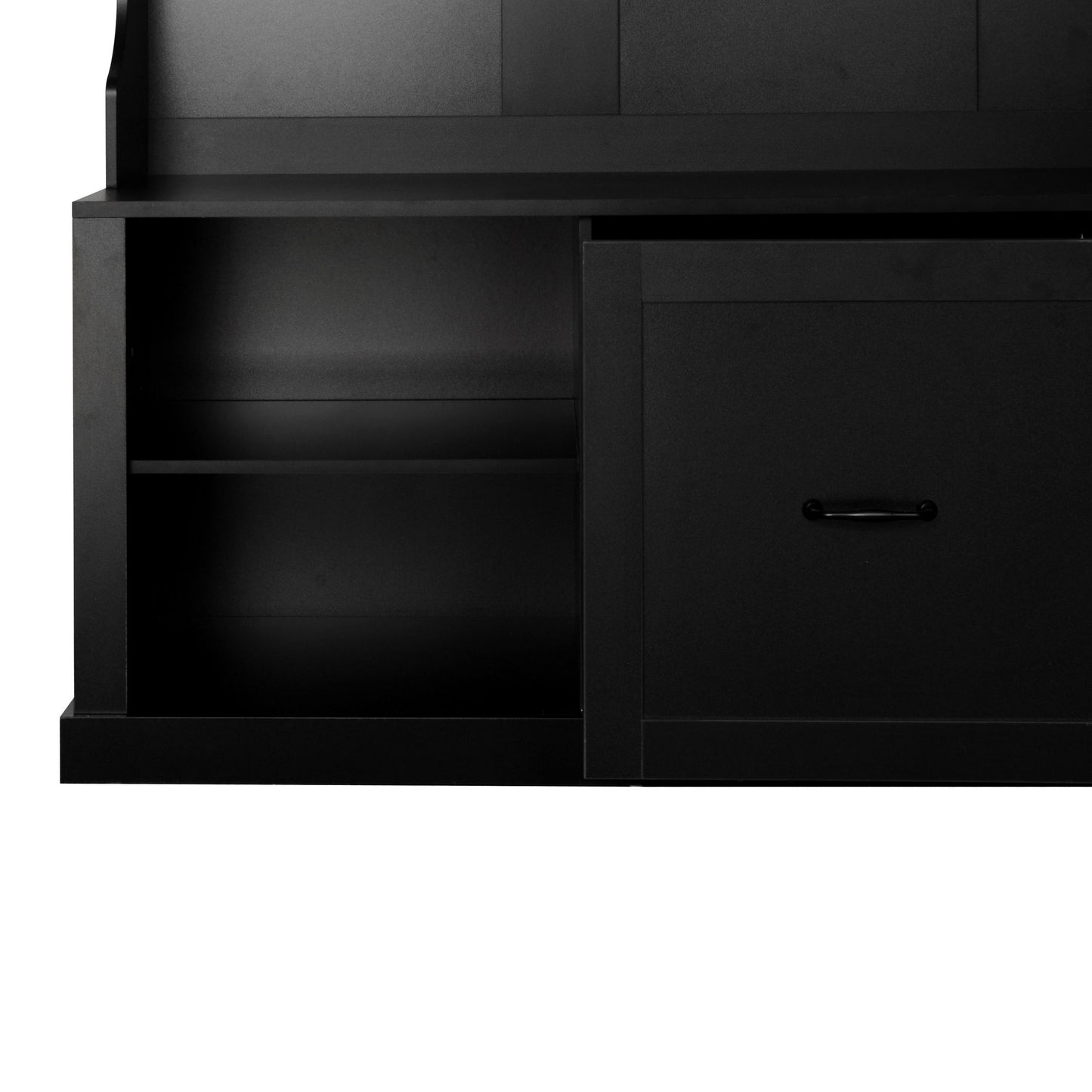 Hall Tree With 6 Hooks, Coat Hanger, Entryway Bench, 3 In 1 Design, A Spacious Drawer For Entrance, Living Room - Black