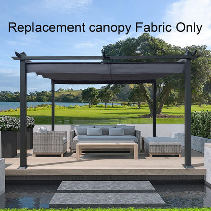Replacement Canopy Top Cover Fabric For 13 x 10 Ft Outdoor Patio Retractable Pergola Sun-Shelter Canopy - Gray
