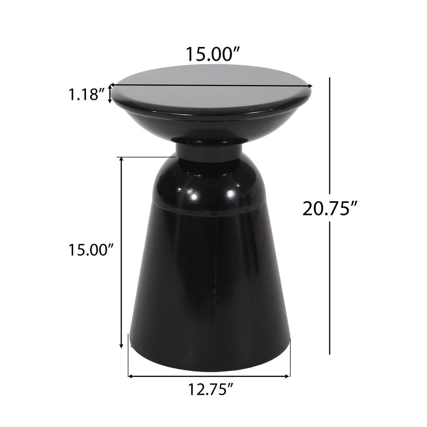 Outdoor Metal End Table Large - Black