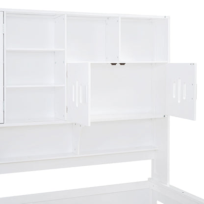 Twin Size Daybed With 2 Drawers And All In One Cabinet And Shelf - White