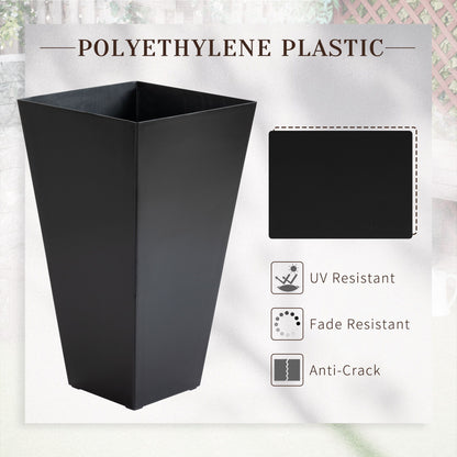 Outsunny - 28" Tall Planters With Drainage Hole (Set of 3), Outdoor Flower Pots, Indoor Planters For Porch Patio And Deck - Black