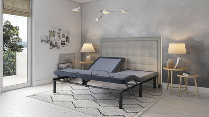 Bt3000 - Flex Head California King Adjustable Bed Base With Head And Foot Position Adjustment - Blue / Gray