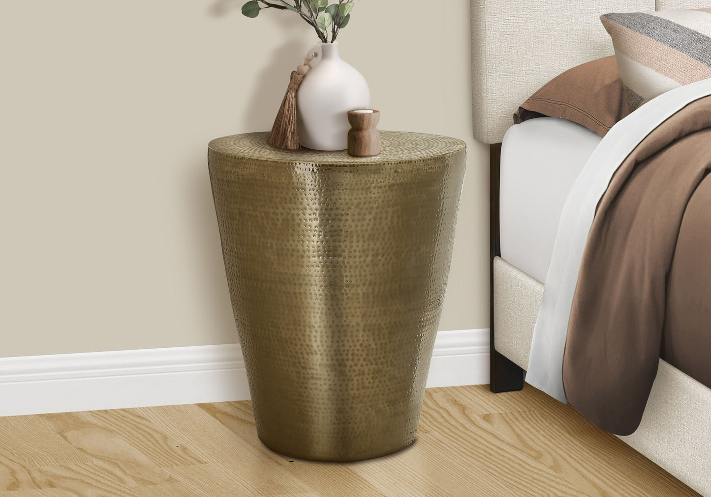 Drum Accent Side Table, Contemporary Elegant Design - Gold