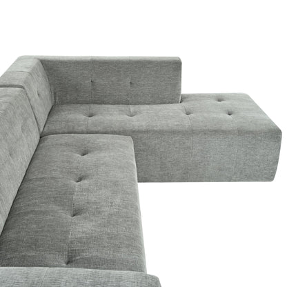 Modular Combination Sofa Set, Modern Minimalist Sofa, Living Room Upholstered Sofa Bed, Bedroom, 2 Pieces Computer Free Combination, L - Shaped - Light Gray