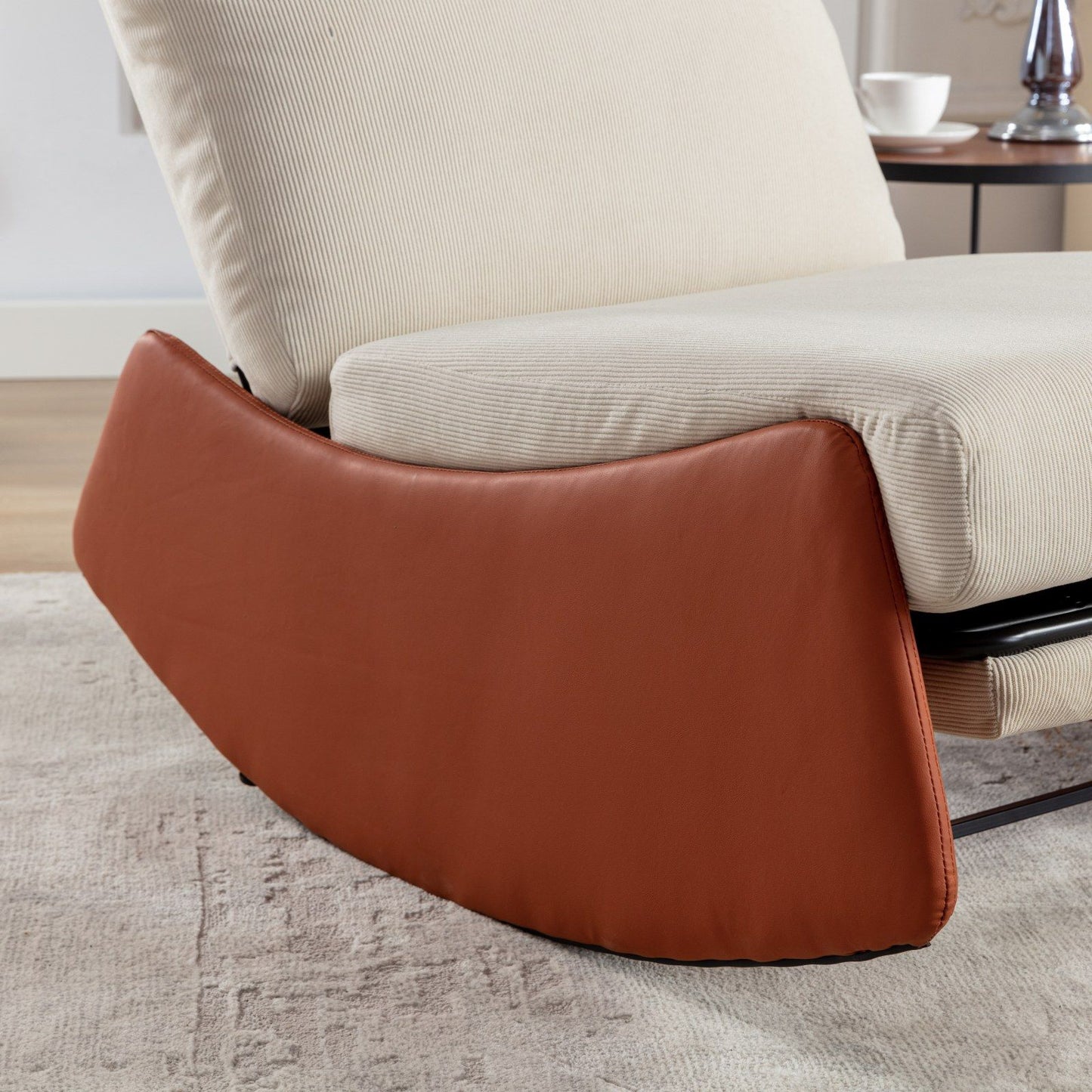 Modern Rocking Chair Recliner, Comfy Rocker Nursery Chair With Footrest, Accent Reading Chair, Upholstered Lounge Chair For Relaxing, Resting, Soft Padded Rocker For Indoor Living Room Bedroom - Orange
