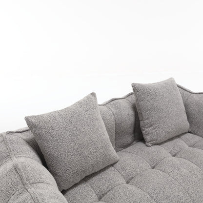 Soft Beanbag Chair With High Resilience Foam Core For Two People - Gray