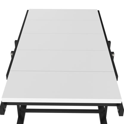 Solid Mahogany Wood Multifunction Convertible Dining Table, Free Switch Space Saving Table Shelf For Home And Studio - White