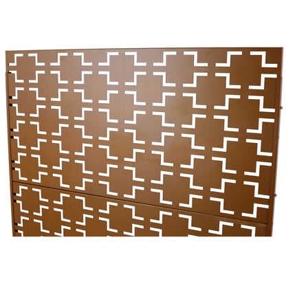 Outdoor & Indoor Freestanding Decorative Privacy Screen For Deck Balcony Patio, Metal Privacy Screen - Brown