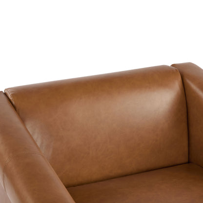 Sierra - Vintage Modern Accent Chair, Deep Cushions & Wide Armrests - Brown