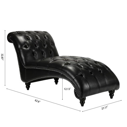 Tufted Armless Chaise Lounge - Black