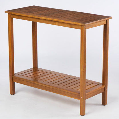 Workstation For Garden Balcony Garage, Acacia Console Potting Table - Light Brown