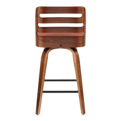 Trevi - Mid-Century Modern Counter Stool (Set of 2) - Walnut / Orange