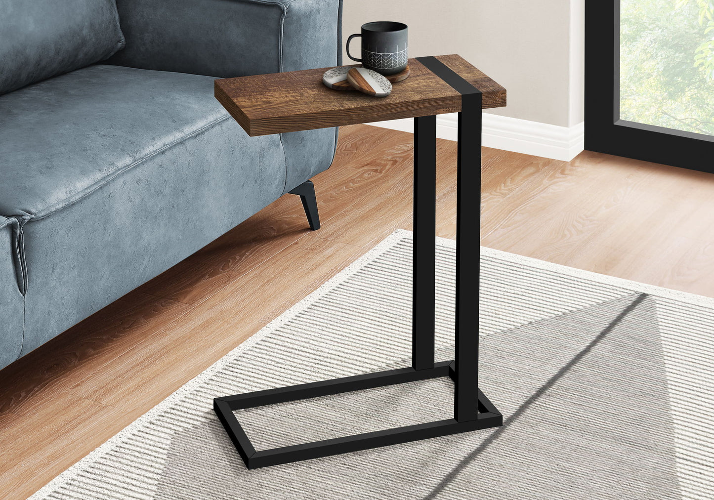 Accent Table, C - Shaped, Stylish Modern - Brown