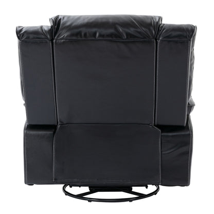 360ÔøΩÔøΩ Swivel And Rocking Home Theater Recliner Manual Recliner Chair With A Led Light Strip For Living Room - Black