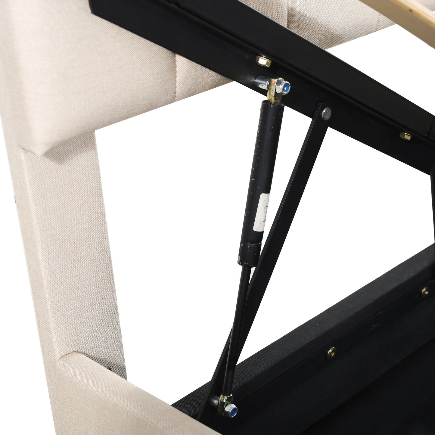Twin Size Upholstered Platform Bed With A Hydraulic Storage System - Beige