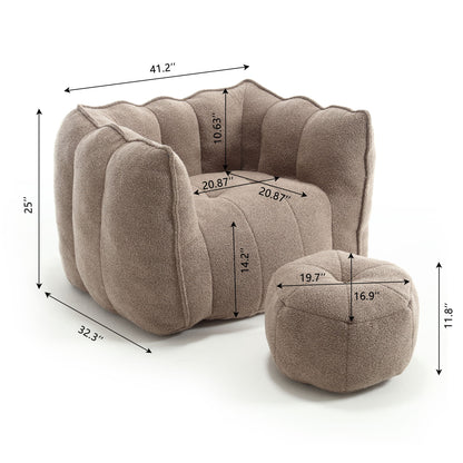 Soft Bean Bag Chair With High Resilient Foam (Chips) - Coffee