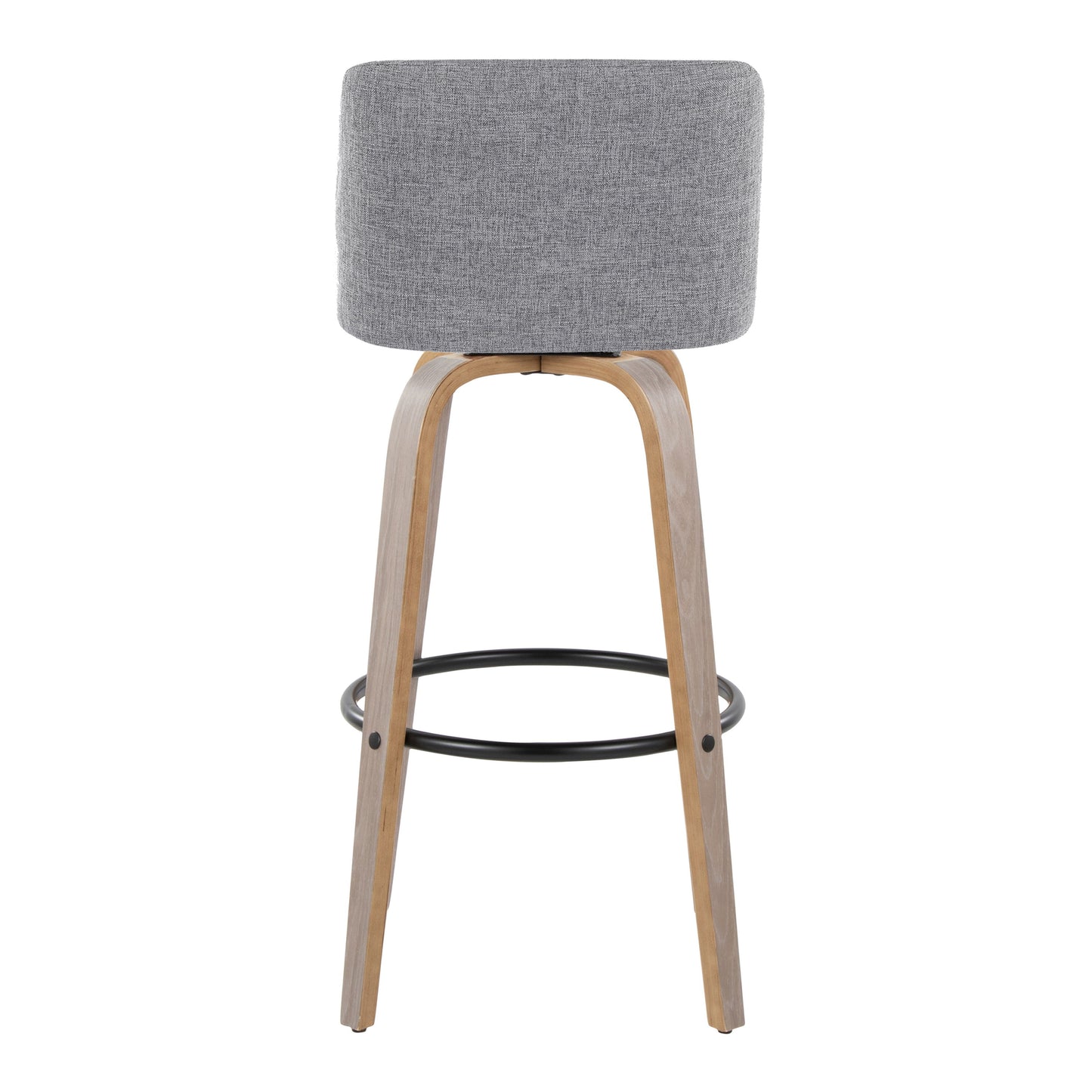 Toriano - Contemporary Fixed Height Barstool With Swivel With Round Footrest (Set of 2) - Light Gray
