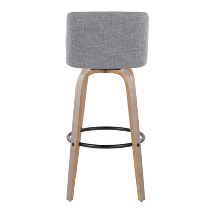 Toriano - Contemporary Fixed Height Barstool With Swivel With Round Footrest (Set of 2) - Light Gray