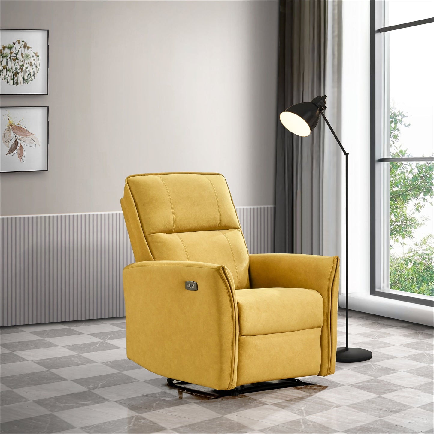 Asheville - Suede Recliner Chair - Dark Yellow