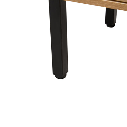 40.16" Rattan Coffee Table, Sliding Door For Storage, Metal Legs, Modern Table For Living Room - Natural