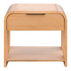 Modern 1 Drawer Waterfall Nightstand With Mid Century Design - Natural