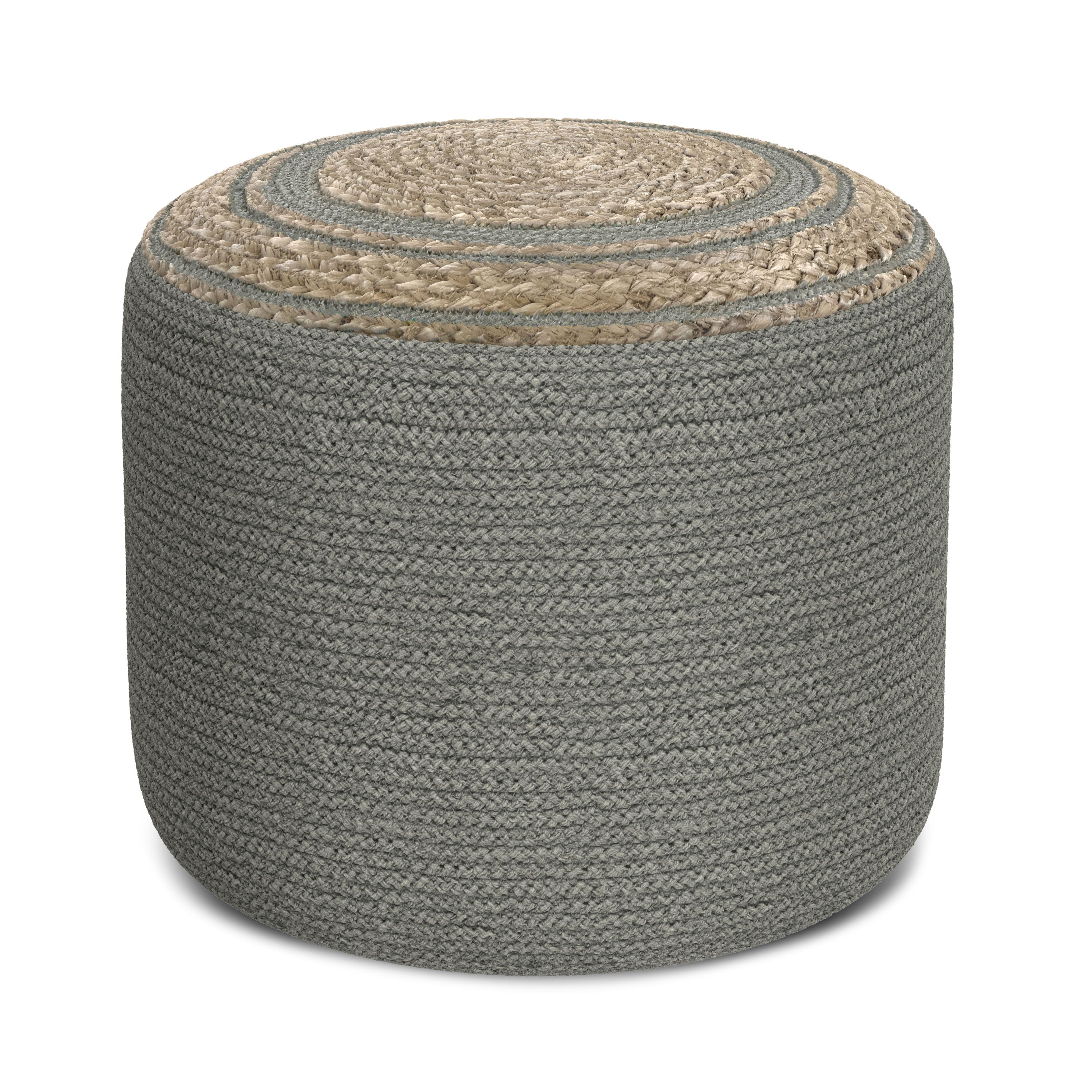 Serena - Round Braided Pouf - Dove Gray