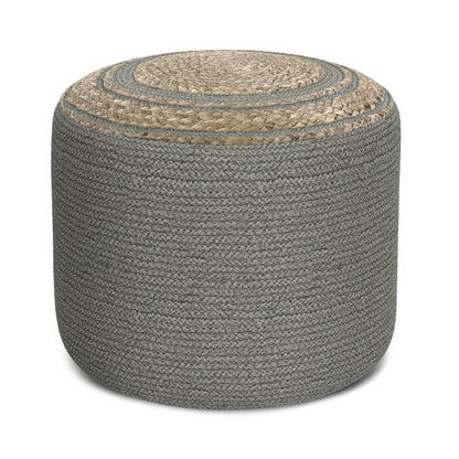 Serena - Round Braided Pouf - Dove Gray