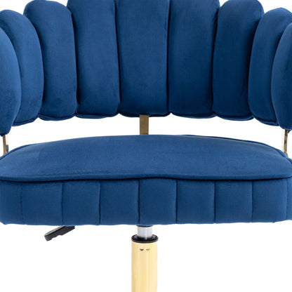 Modern Home Office Desk Chair With Adjustable Height And Swivel Wheels - Navy