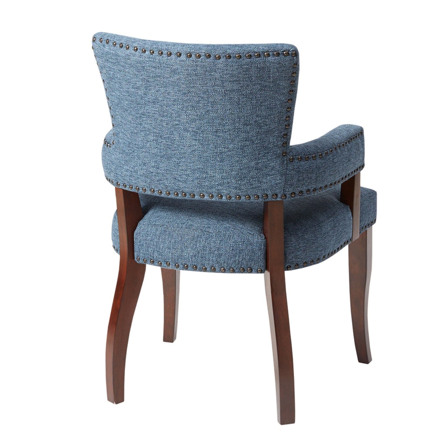 Arm Dining Chair With Brass Nail Head Detailing - Blue
