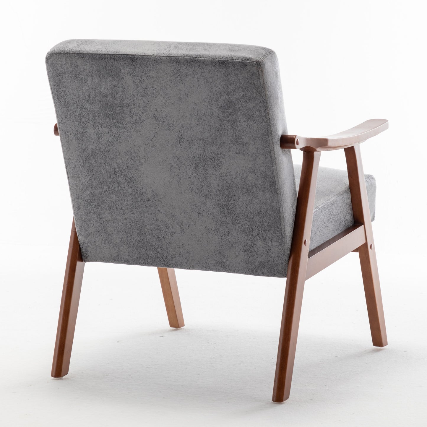 Mid Century Modern Wingback Accent Chair With Solid Wood Frame And Extra Thick Backrest - Lounge Chair For Living Room, Bedroom, Or Reading Room - Gray