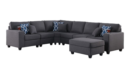 Cooper - 7 Piece Reversible L-Shape Sectional Sofa With Comfort Ottoman And Cupholder - Dark Gray