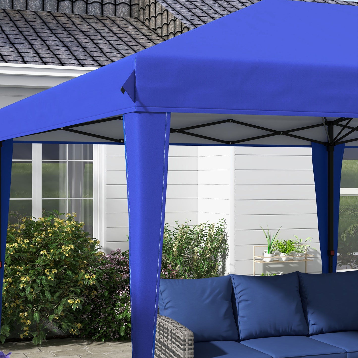 Outsunny - 10' x 19.2' Pop Up Canopy Tent, Heavy Duty Tent For Parties, Outdoor Instant Gazebo Sun Shade Shelter With Carry Bag For Catering, Events, Wedding, Backyard Bbq - Blue