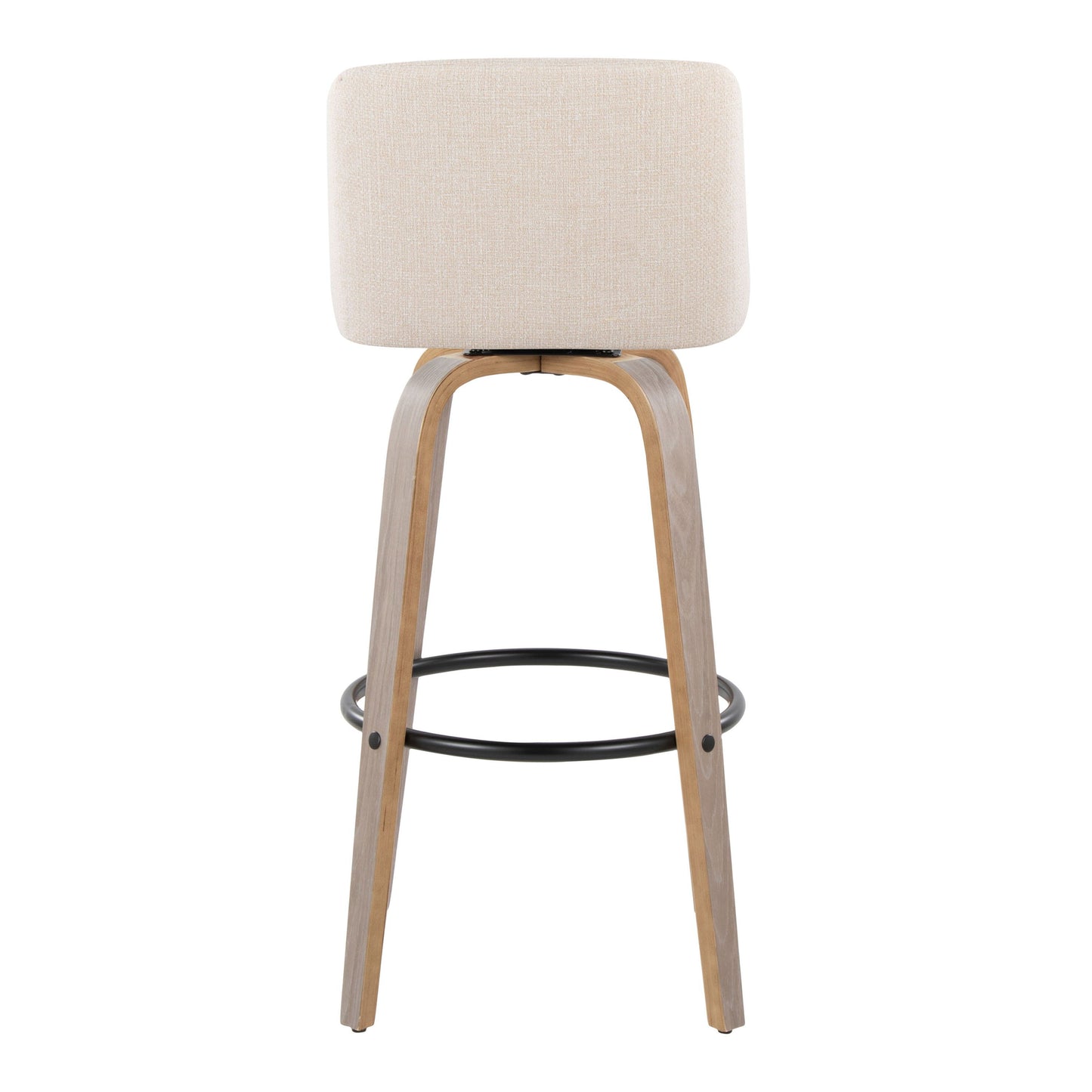 Toriano - Contemporary Fixed Height Barstool With Swivel & Round Footrest (Set of 2) - Light Gray / Cream