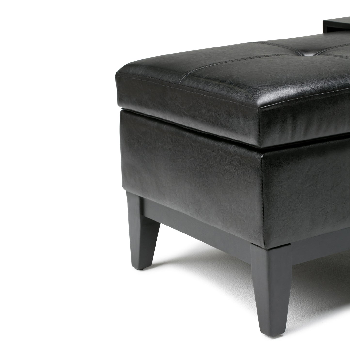 Oregon - Storage Ottoman Bench With Tray - Midnight Black