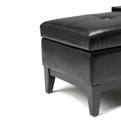 Oregon - Storage Ottoman Bench With Tray - Midnight Black