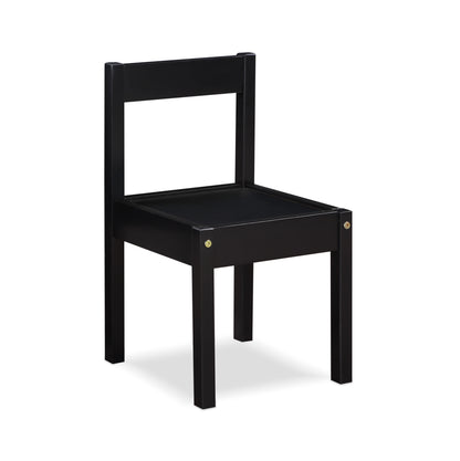 Della - 3-Piece Solid Wood Kids Table & Two Chair Set - Black