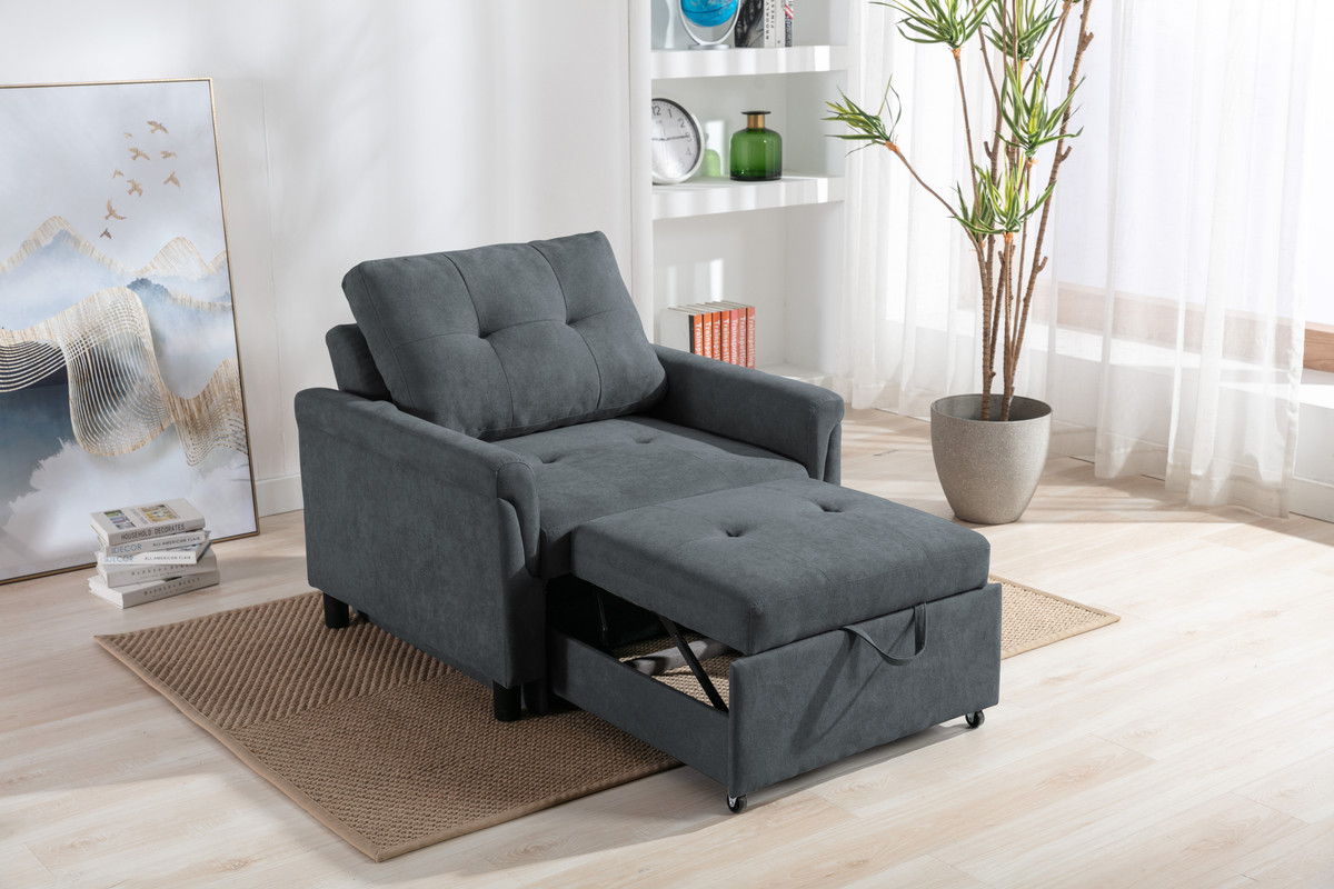 Hannah - Woven Convertible Armchair - Dark Gray