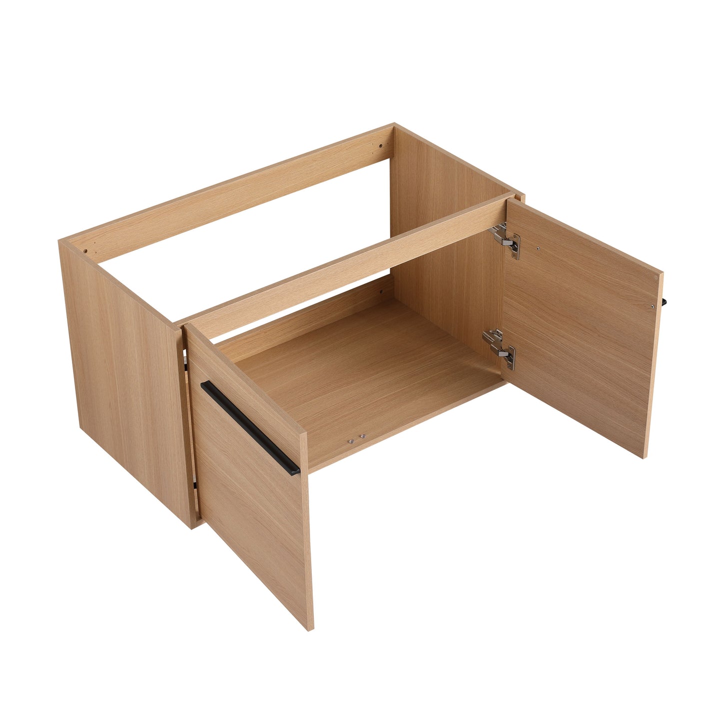 Bathroom Vanity With Resin Countertop Sink, 2 Doors Cabinet Set - Oak