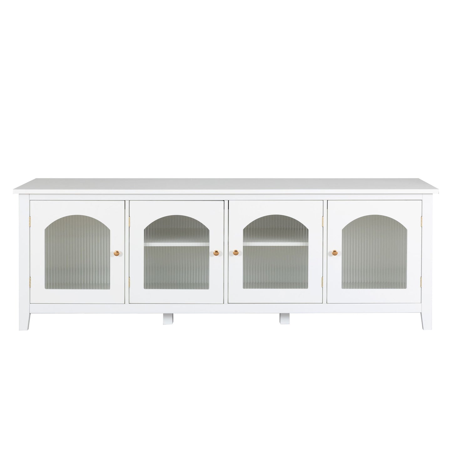 StylishTVcabinet, Entertainment CenterTV Stand, TVconsoletable, Media Console, Solidwood Frame, Changhong Glass Door, Metal Handle - Antique White