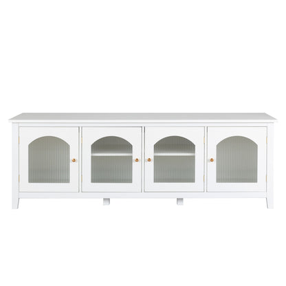 StylishTVcabinet, Entertainment CenterTV Stand, TVconsoletable, Media Console, Solidwood Frame, Changhong Glass Door, Metal Handle - Antique White