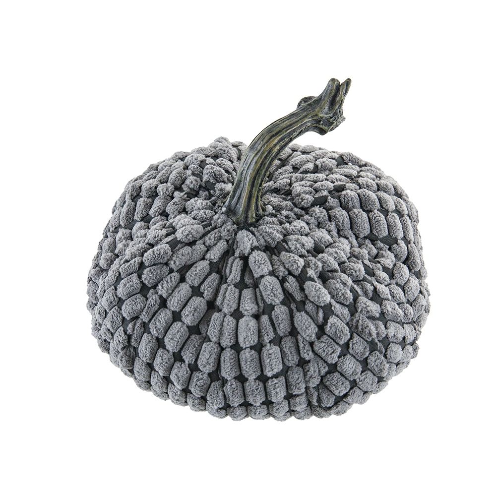 Chenille Weighted Pumpkin Ornament Decor For Holiday Harvest Festival Fall Festival & Thanksgiving (Set of 2) - Gray