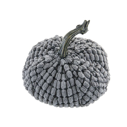 Chenille Weighted Pumpkin Ornament Decor For Holiday Harvest Festival Fall Festival & Thanksgiving (Set of 2) - Gray